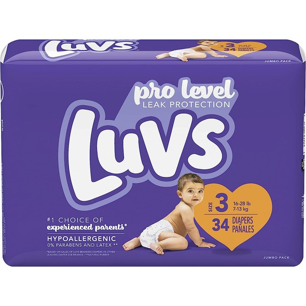 Luvs Diapers - Size 3, 34 Count, Paw Patrol Disposable Baby Diapers