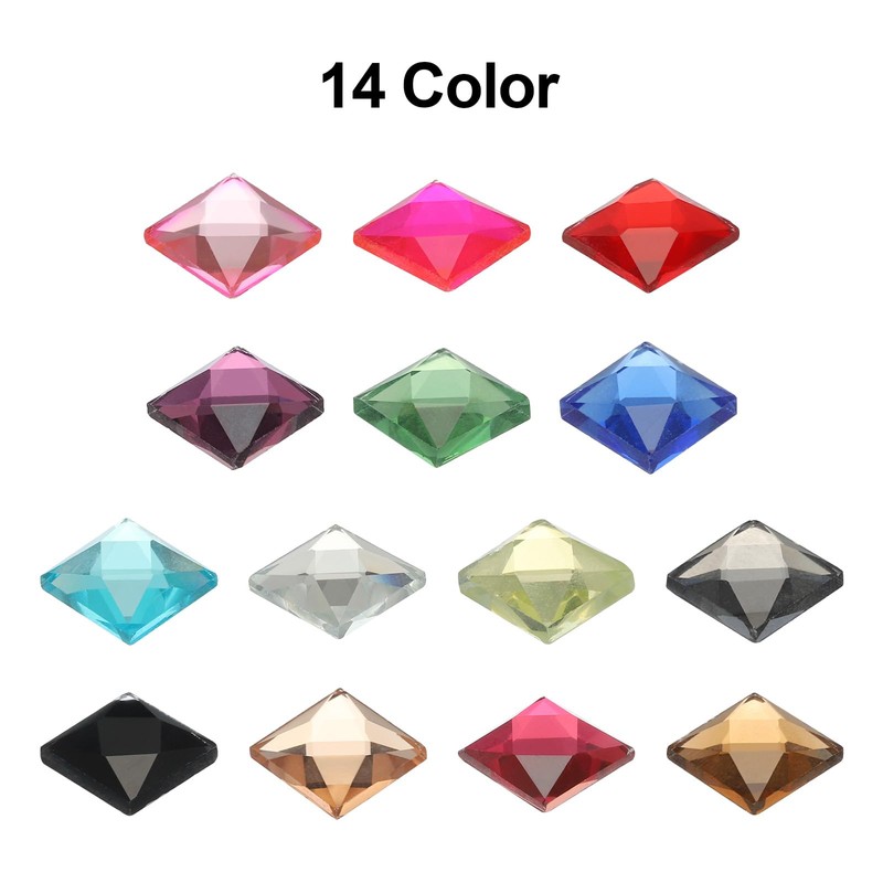 sourcing map 50 Pcs Acrylic Flat Back Rhinestones 12mm Square