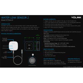 YoLink Water Leak Sensor 2, 1/4 Mile World's Longest Range Smart Home Water Leak Sensor, Water Leak Detector with Built-in Siren Up to 105dB, Compatible with Alexa and IFTTT - YoLink Hub Included
