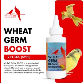 Morning Bird Wheat Germ Boost 2 Fl Oz - Organic Oil for Caged Birds, All Natural Supplement for Parakeets, Budgies, Parrots, Canaries, Conures, Cockatiels, and Finches