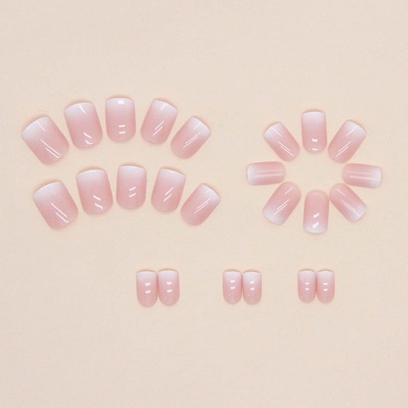 Juneyemo 24 Pcs Short Square False Nails Shimmery Press On