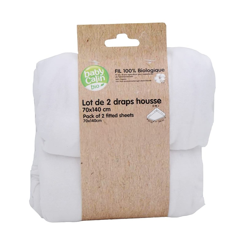 BabyCalin Fitted Sheets Organic 70 x 140 x 17 cm