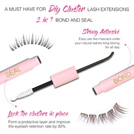 EMEDA Brown Lash Bond and Seal - Eyelash Glue Super Strong Hold Cluster Lash Glue 5ml for Lash Clusters Individual Lashes Latex Free DIY Lash Extension Glue 2-in-1 Brown Eyelash Bond and Seal EMEDA