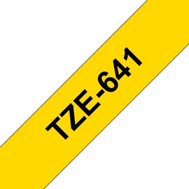 Brother P-touch TZE 641 Black on Yellow 18mm x 8m Tape Labels Ref TZE641