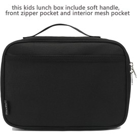FlowFly Kids Lunch Box Insulated Soft Bag Mini Cooler Back to School Thermal Meal Tote Kit for Girls, Boys, Black