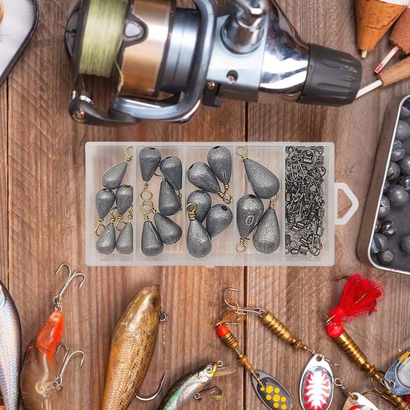 DaKuan Fishing Weights Sinkers Kit, 48pcs Drop Shot Weights and