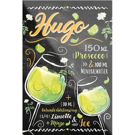 schilderkreis24 Hugo Cocktail Recipe Magnet Alcohol Spirits Decorative Fridge Magnet Humour Gift Idea Birthday Christmas 9 x 6 cm