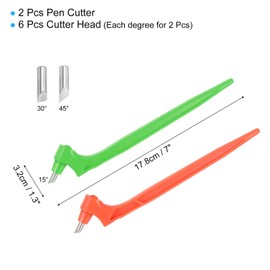 PATIKIL 360 Degree Rotating Pen Cutter, 2 Pcs Craft Cutting Tool with Cutter Head for Creative DIY Art Drawing Scrapbooking, Orange, Green