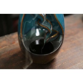 IDB Ceramic Waterfall Backflow Incense Burner, A Stunning Incense Cone Holder with a Relaxing Back Flow Smoke Water Fall Effect