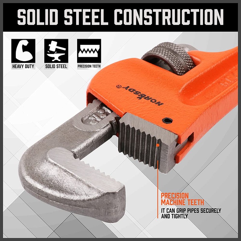 HORUSDY 4 Pack Heavy Duty Pipe Wrench Set, Adjustable 8"