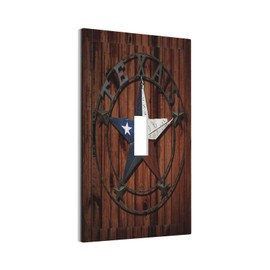 Retro Western Texas Star 1-Gang Single Toggle Device Switch Wallplate Vintage American Country Garage Wood Wooden Theme Electrical Decorative Outlet Light Switch Plate Standard Size Receptacle Cover
