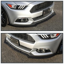 Spec-D Tuning Black Front Bumper Lip Spoiler Splitter Body Kit 3PC Compatible with 2015-2020 Ford Mustang