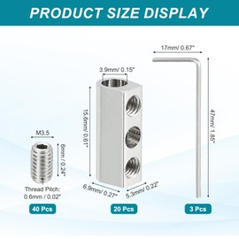 PATIKIL Steel Wire Rope Cable Clamp, 20 Pack M3.5 Wire Rope Clips 3.9mm Line Hole with End Screw Stopper and Wrench Silver Tone