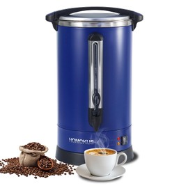 HOMOKUS Commercial Coffee Urn,120 Cup Commercial Coffee Maker,18L Double Wall Stainless Steel Large Hot Coffee Dispenser Hot Water Urn,1500W Quick Brew Electric Coffee Percolator (Blue)