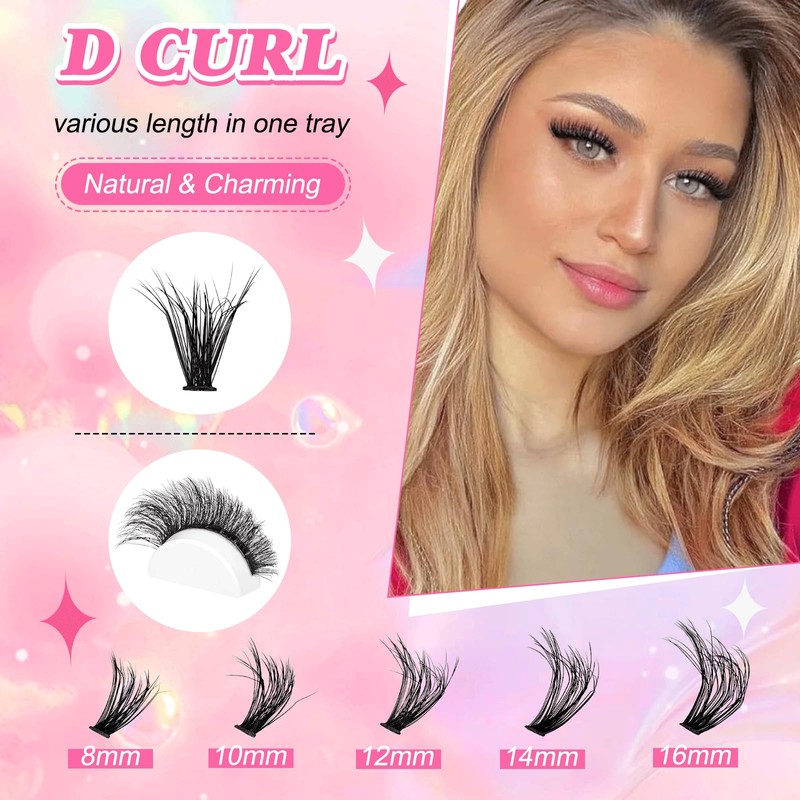 200 Pieces DIY Eyelash Extensions Set, 8-16 mm, Mixed Fluffy