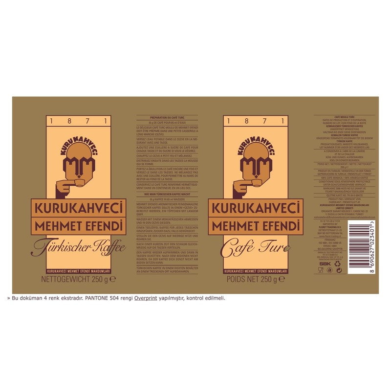 KURUKAHVECI MEHMET EFENDI Turkish Coffee, Cezve Set, Roasted Ground,Rich Aroma,