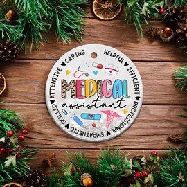 MEDROC Medical Assistant Christmas Ornament - 2024 Ceramic 3", Nurses Week Appreciation Gifts Bulk for Women Men, Thank You Gift for CMA Certified Medical Assistant Coworkers Friends Home Décor