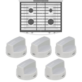 Upgrade W10339443 Gas Range Knob White,Surface Burner Control Knob Replacement Part Compatible with Whirlpool Range/Stove/Oven–Replaces WPW10339443,AP6019878,2311009,PS11753189 (5 Pack)