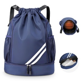 KIKIGOAL Fashion Sports Backpacks Gym Bag Boys Basketball Football Bag Waterproof Large Capacity with Bottom Compartment and Wide Drawstring for Adults Youth
