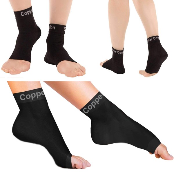 Copper Compression Recovery Foot Sleeves / Plantar Fasciitis Support Socks - Speed Up Recovery & Provide Relief Of Heel Spurs, Arch Pain, Foot Swelling & Ankle Injuries 1 Pair (Small/Medium)