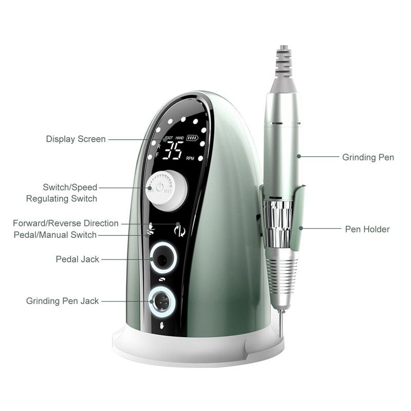 Electric Nail Drill Machine 35000 RPM Adjustable Rotate Speed Nail