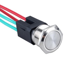 DMWD 22mm Heavy Duty Momentary Metal Push Button Switch Large Current 20Amp 12V 24V 110V ON-Off 2NO 4 Pins with Pre-Wired Socket for 7/8" Mounting Hole Without LED Silver Shell Self-Reset