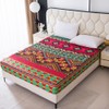 NATURETY Bohemian Style Bedding Fitted Sheet with Deep Pocket,Red Colorful