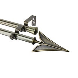 Rod Desyne Arrow Double Window Curtain Rod Set, 48 to 84-Inch, Antique Brass