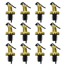 Aminno 12 PCS Gold Oil Dispenser Spout, Olive Oil Dispenser Spout for Bottle Stopper Spout Cap Leakproof for Oil Vinegar Olive Oil Salad Wine Set