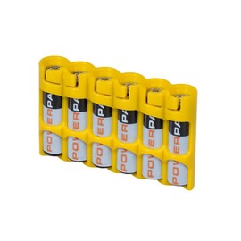 Storacell SLAAACY by Powerpax SlimLine AAA Battery Caddy, Yellow, Holds 6 Batteries