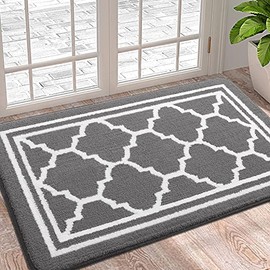 Buganda Indoor Door Mat (24x36,Grey) Resist Dirt and Absorbent Entryway Rug, Anti-Slip, Low Profile Inside Floor Mat Door Rugs for Entrance