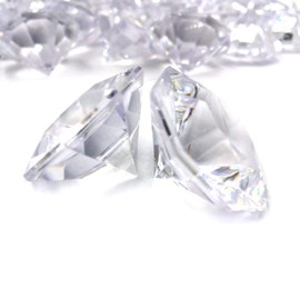 Pkg of 24 Clear 25 Carat Acrylic Diamonds with Super Big Bling - Vase Fillers or Wedding Bridal Shower Party Table Confetti Decorations (Basic pack)