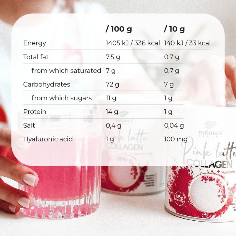 Nature's Finest Pink Latte with Collagen and Hyaluronic Acid, 125