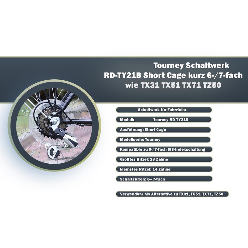 Rear Derailleur RD-TY21B Tourney Rear Derailleur 6/7 Speed Short Cage