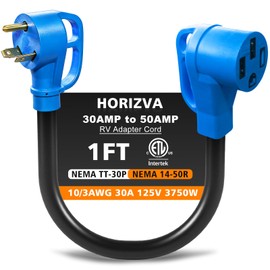 HORIZVA 30 Amp to 50 Amp RV Adapter 1FT, TT-30P to 14-50R