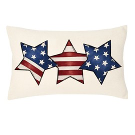 RABUSOFA 4th of July Decorations Pillow Covers 12x20,Single Memorial Day Independence Day Pillows Decorative Throw Pillows,America Star Patriotic Pillow Cases Lumbar Decor(7-12)