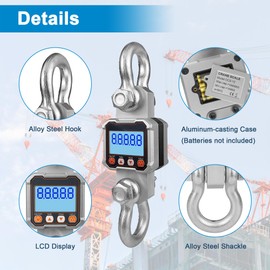 Hyindoor 3000kg 6600lb Crane Scale, 3T Digital Crane Scale with Remote Control, Industrial Heavy Duty Electronic Hanging Scale Hoist Scales