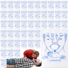 50 Stück Gesichtsschutz, CPR/Beatmungsmaske zur Persönlichem Schutz, Gesichtsschutz zum Erste Hilfe & Notfälle, PVC Folienbeutel Wiederbelebungsbarriere Schutz Notfallbeatmungshilfe, Blau