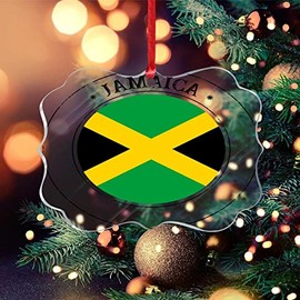 DOREENABE Christmas Decoration Keepsake Ornament National Flag Jamaica Acrylic Ornament Country Nation Vintage Flag Christmas Tree Decoration Indoor Outdoor Yard Housewarming Gift