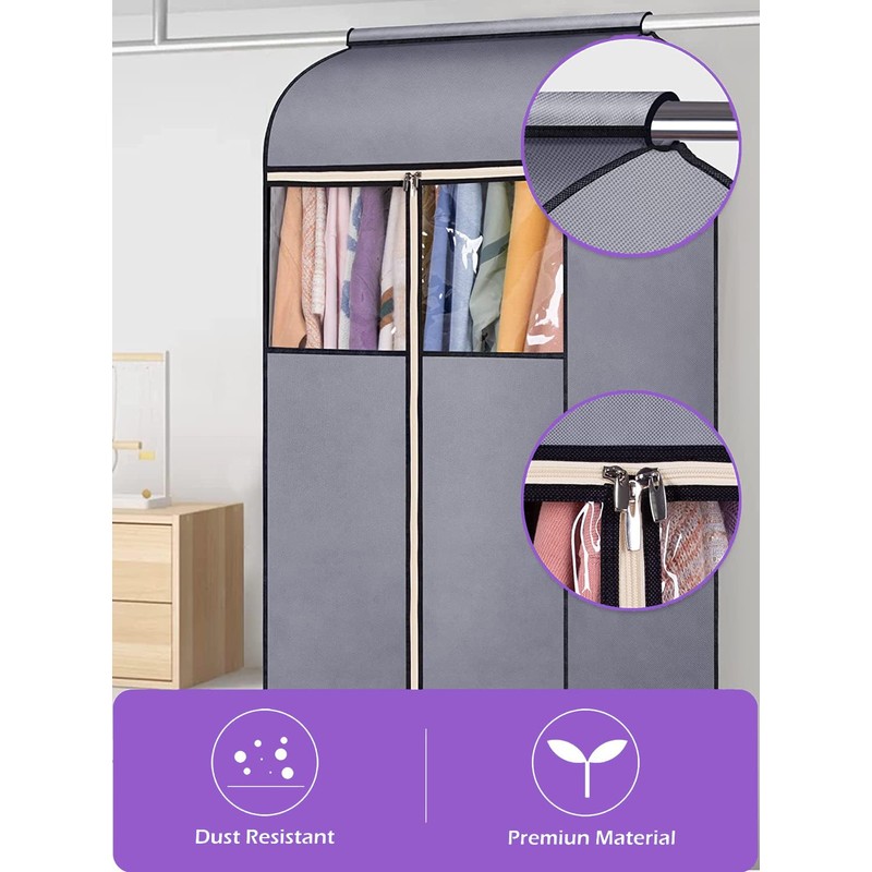 MISSLO 54" Garment Covers for Clothes Storage Hanging Suit Covers