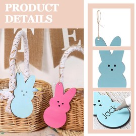 VONJUMA Pack of 12 Easter Decorations Easter Basket Name Tags DIY Blank Wooden Easter Bunny Pendant Farmhouse Easter Gifts Gift Tags for Easter Spring Party Guest Gift