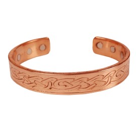 Touchstone Handmade Heavy Solid Pure Copper Pretty Pattern Thick Tibetan Bracelet Magic Look Magnetic Benefits Natural Clay for Men Women