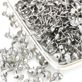 Basicon Upholstery Nails, Vintage Furniture Nails, Bronze Thumb Tacks, Upholstery Tacks, Antique Decorative Nails, Furniture Decorative Nails for Armchair, Furniture, Bed, 11 x 17 mm, Silver, Pack of