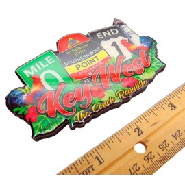 Key West Florida Magnet Conch Republic Souvenir Vacation Memory Fridge Décor with Southernmost Point and Mile 0, 3 1/2 Inch Long