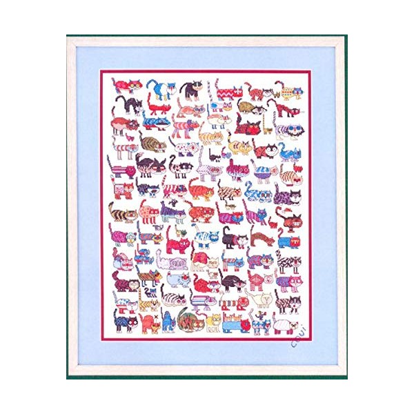 100 Cats Counted Cross Stitch Egyptian Cotton Floss, 250x320stitch 54x68cm
