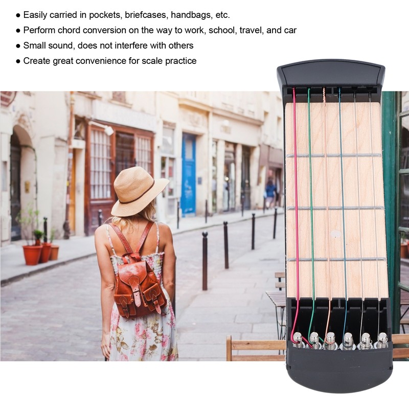 Pocket Guitar Practice Tool 6 Colorful String Fingerboard Portable Beginner