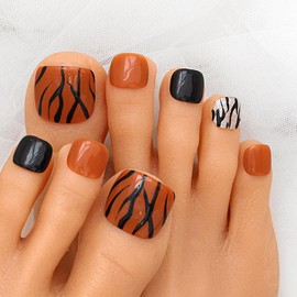 Sethexy Short False Toenails Handmade Rhinestone Wedding Full Cover Press On Toenails Luxury Crystal Fake Toe Nails Acrylic Artificial Stick On Foot Nails for Women and Girls 10Pcs (7, L)