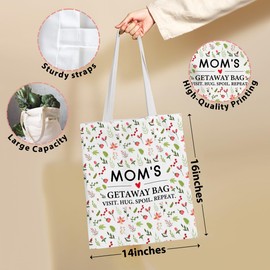 Colorful Flower Tote Bag Mom Gifts Mom Birthday Gifts Reusable Grocery Bags Shopping Beach Bag Funny Gifts for Mom Christmas Wedding Anniversary Thank You Gifts for Women Mommy New Mom Mama Stepmom