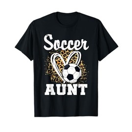 Soccer Aunt Leopard Heart Matching Family T-Shirt