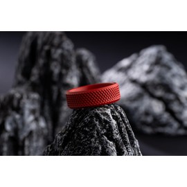 100S JEWELRY Knurl Tungsten Rings with Knurling Diamond Pattern Men Wedding Band 8mm wide Hypoallergenic Size 6-16 (Firehose Red, 7.5)